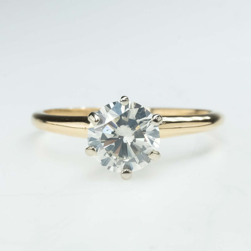 1.03ct Round SI1/J Diamond Solitaire Engagement Ring in 14K Yellow Gold