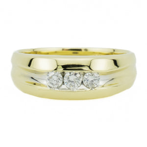 0.25ctw Round Diamond Men's Wedding Band Ring in 14K Yellow Gold - Size 8.75