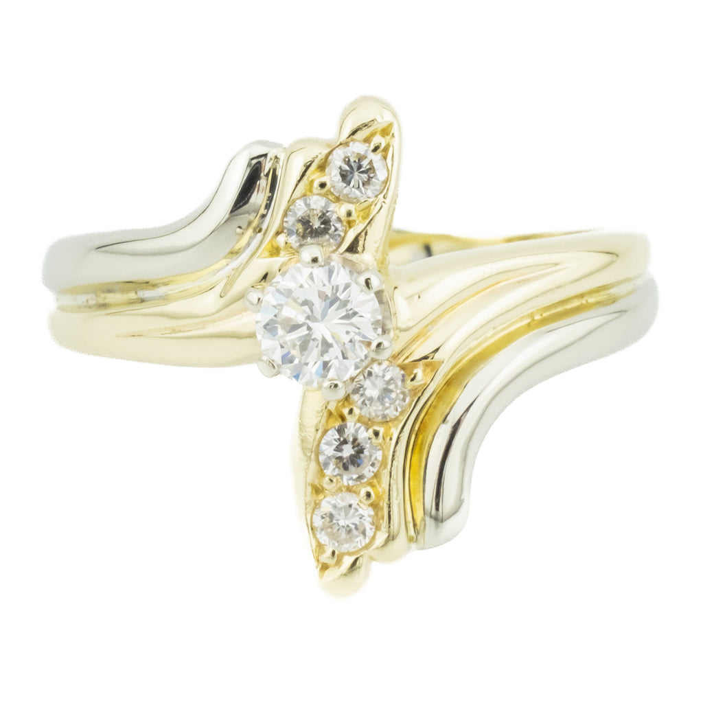 0.53ctw Round Brilliant Diamond Accented Fashion Ring in 14K Two-Tone Gold - Size 9.5