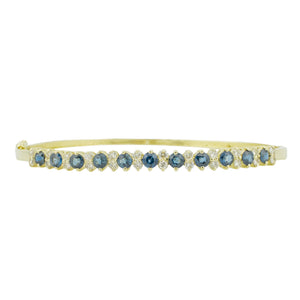 1.85ctw Sapphire & 0.72 Diamond Accented Bangle Bracelet in 14K Yellow Gold - 8.2grams