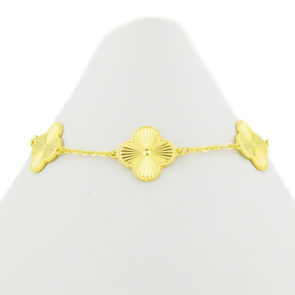 7.5" Long Clover Link Bracelet in 24K Yellow Gold