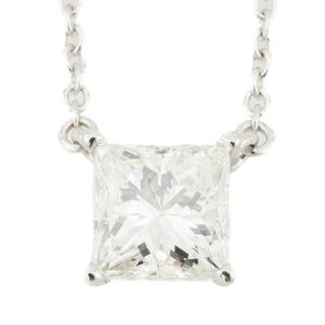 1.06ctw Princess Cut Diamond Solitaire 16" Necklace in 14K White Gold