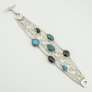 Ippolita Blue, Black and White Stone 6.5" Bracelet in Sterling Silver