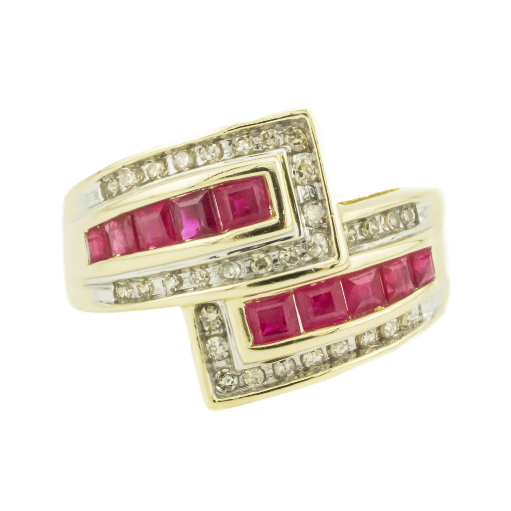 0.57ctw Natural Ruby & 0.16ctw Diamond Accents Ring in 14K Yellow Gold - Size 7.25