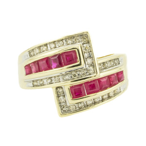 0.57ctw Natural Ruby & 0.16ctw Diamond Accents Ring in 14K Yellow Gold - Size 7.25