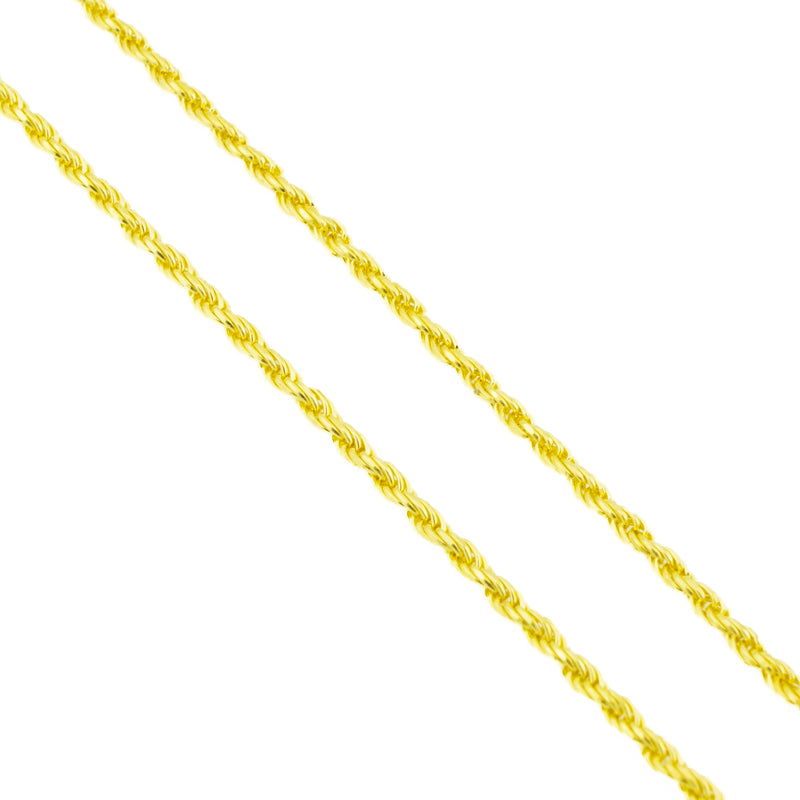 1.5mm Wide Rope Chain Necklace 17" in 24K Yellow Gold 5.8 Grams
