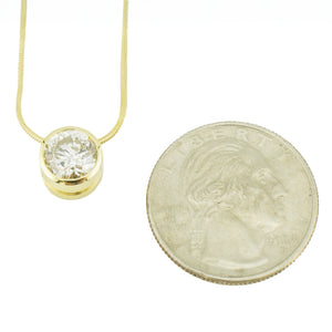 1.80ctw European Cut Diamond Solitaire Pendant on 16" Snake Chain in 14K Yellow Gold