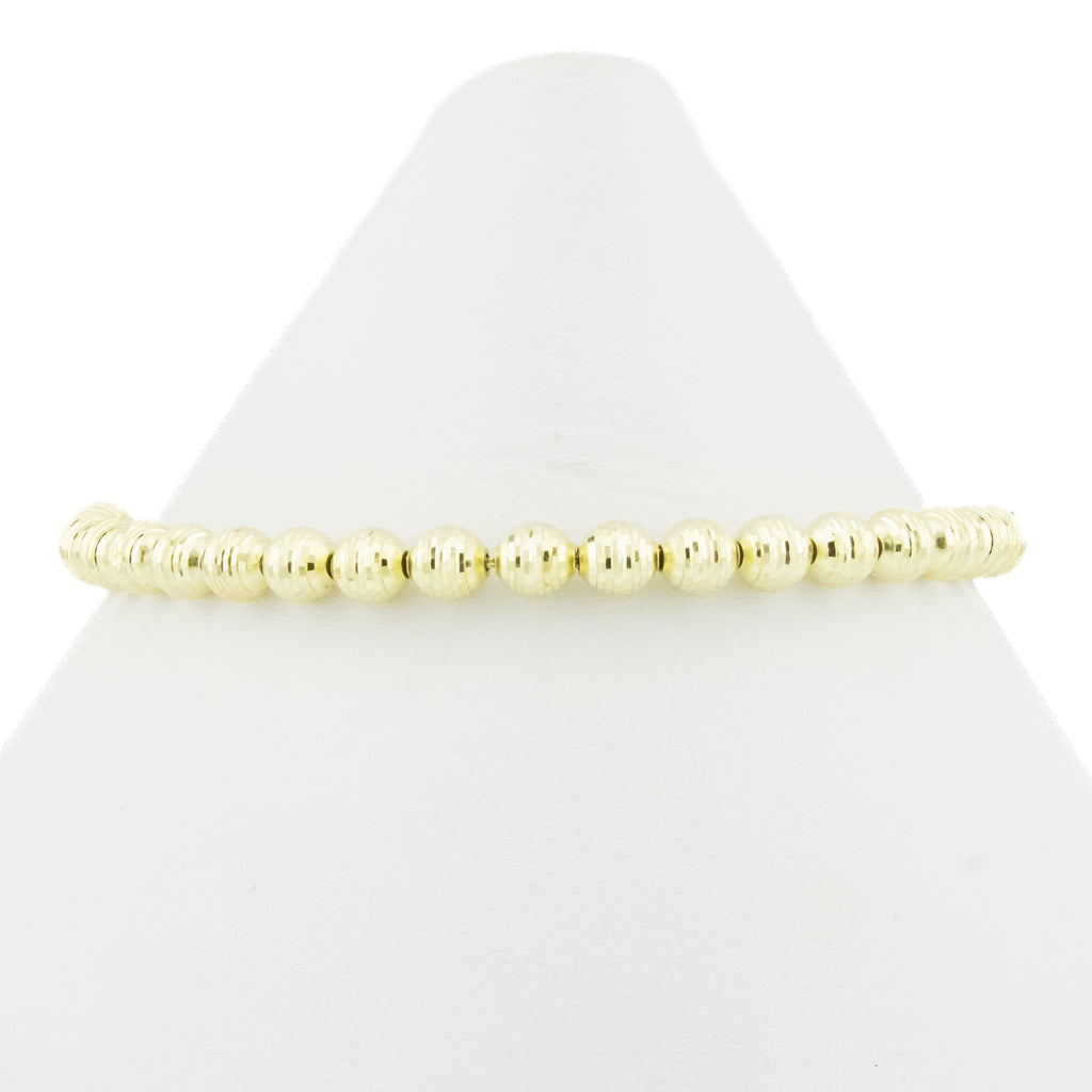 5mm Wide Bolo Beads 10"-4.5" Bracelet in 14K Yellow Gold - 4.7 grams