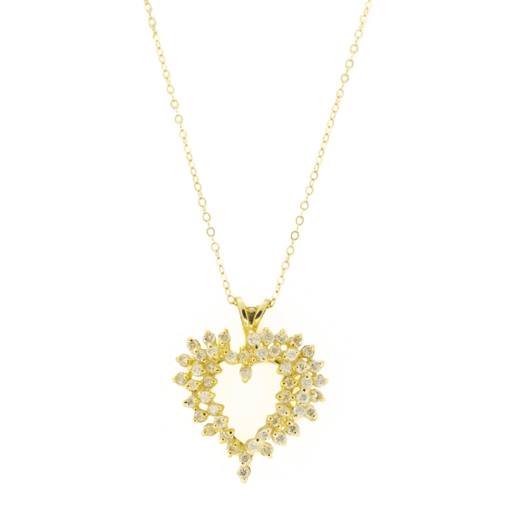 1.00ctw Diamond Heart Pendant on 16" Fine Chain in 14K Yellow Gold