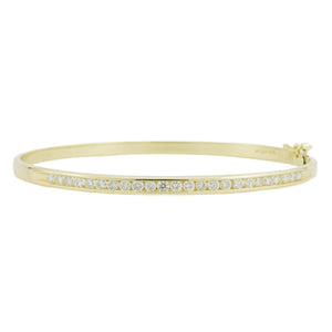 1.00ctw Round Brilliant Diamond Bangle 6.75" Bracelet in 14K Yellow Gold