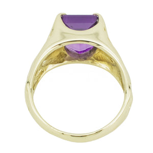 3.15ctw Emrald Cut Amethyst Solitaire Ring in 14K Yellow Gold - Size 6