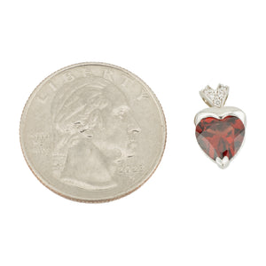 1.80ctw Heart Cut Garnet with Diamond Accents Pendant on 17" Chain in 14K White Gold