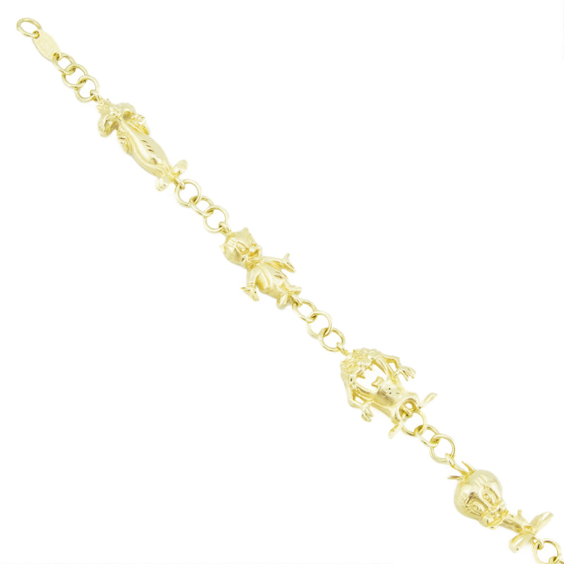 Loney Tunes Charm 8.5" Bracelet in 14K Yellow Gold - 12.4 grams