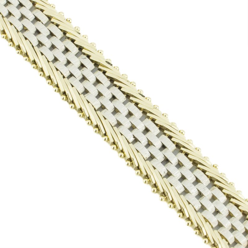 11mm Fashion Woven and Textured 7" Bracelet in 14K Two-Tone Gold