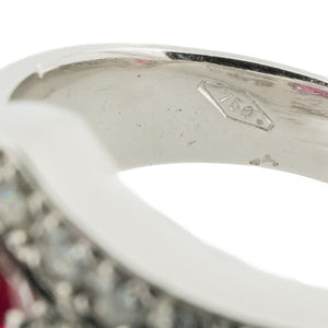 0.97ct Oval Ruby & Diamond Accented Ring in 18K White Gold - Size 6.25
