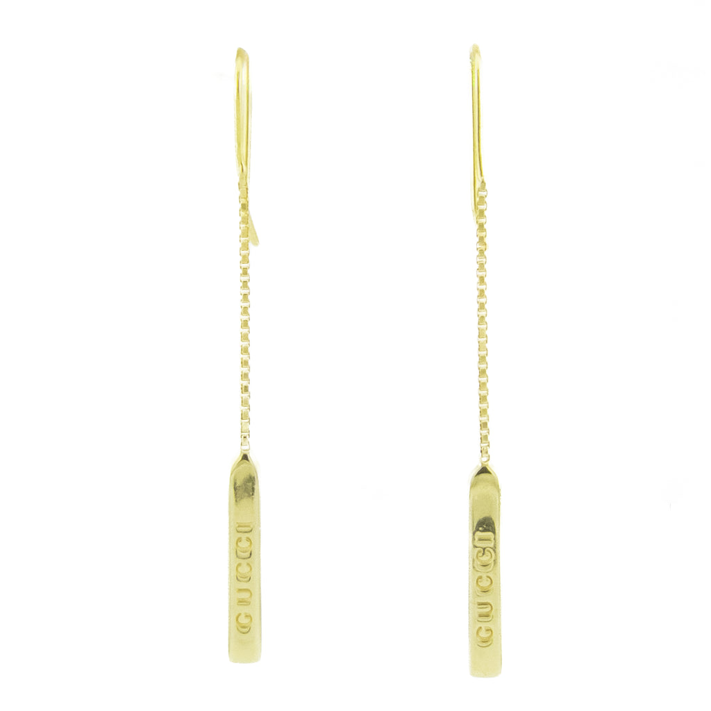 Gucci Link to Love Chain Bar Drop Earrings in 18K Yellow Gold - 3.2 Grams