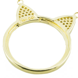 0.10ctw Diamond Accented Cat Necklace 14"-19" in 10K Yellow Gold
