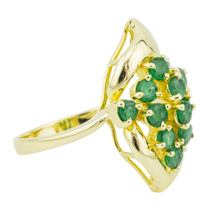 0.65ctw Emerald & Diamond Accented Gemstone Ring in 14K Yellow Gold - Size 7