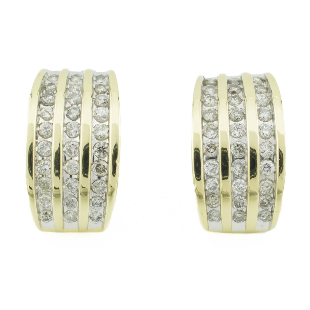 1.00ctw Round Diamond Accented Omega Back Earrings in 14K Yellow Gold