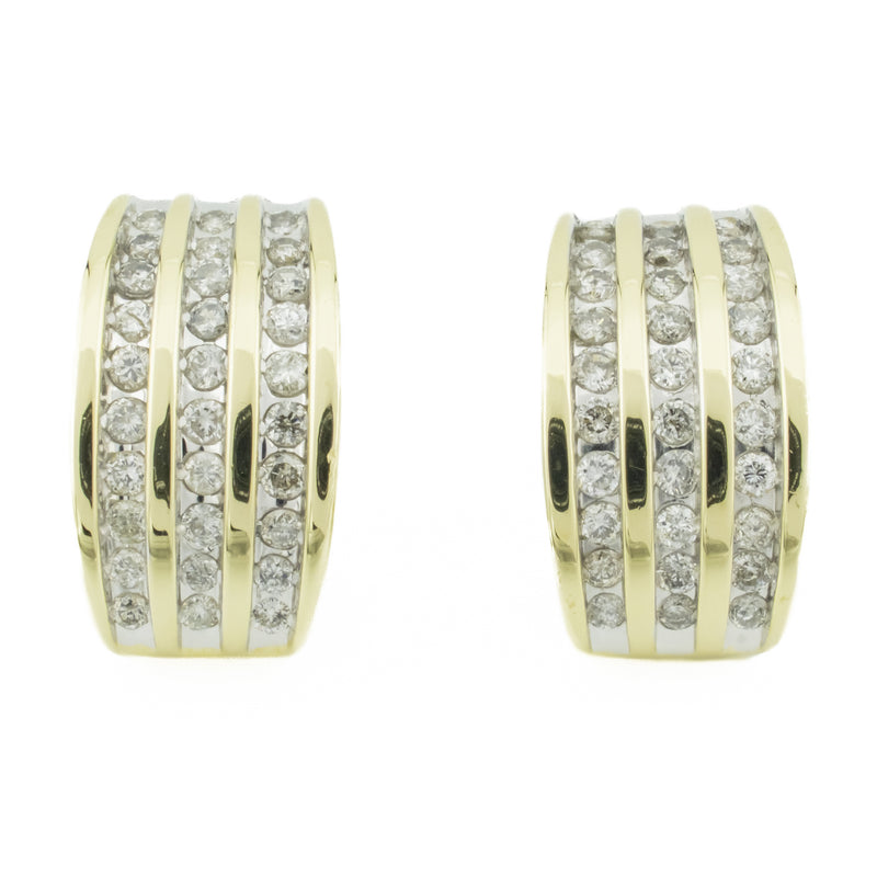 1.00ctw Round Diamond Accented Omega Back Earrings in 14K Yellow Gold