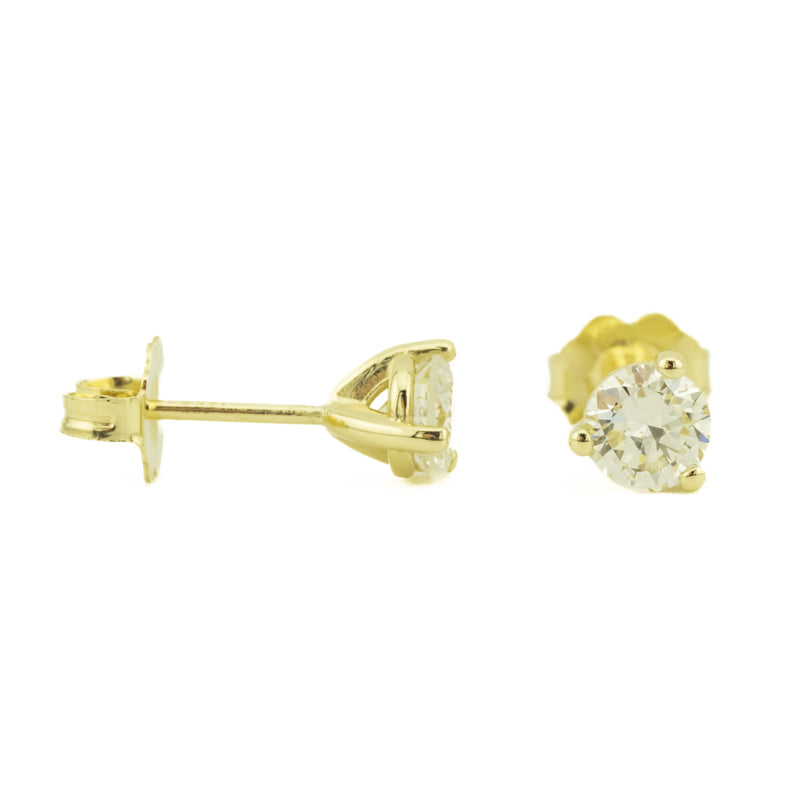 0.80ctw Round Diamond Solitaire Stud Earrings in 14K Yellow Gold