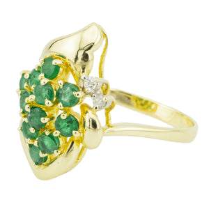 0.65ctw Emerald & Diamond Accented Gemstone Ring in 14K Yellow Gold - Size 7