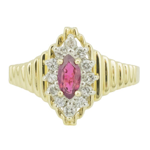 0.30ctw Marquise Ruby & Diamond Accented Gemstone Ring in 14K Yellow Gold - Size 7.25