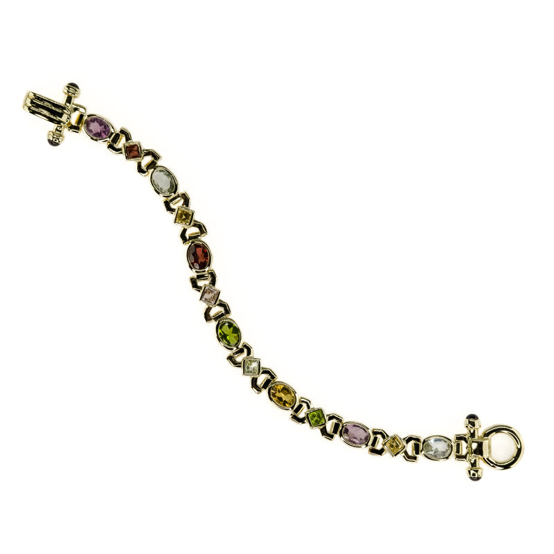 Women's Multi Colored Gemstone 6.5" Tennis Bracelet in 14K Yellow Gold