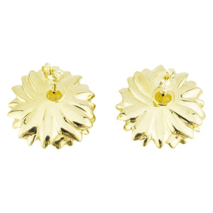 Gold Sunflower Hollow Earrings in 14K Yellow Gold - 4 Grams