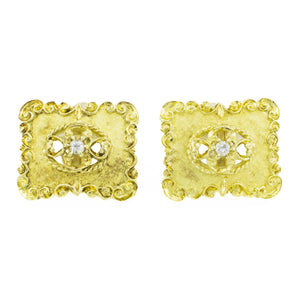 Vintage Diamond Cufflinks in 18K Yellow Gold - 11 Grams
