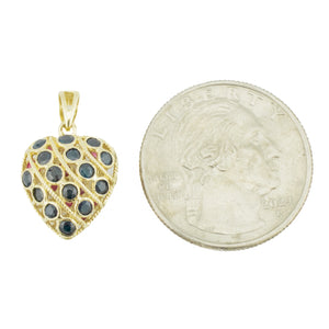 Reversible Sapphire and Ruby Accented Gemstone Heart Pendant in 14K Yellow Gold