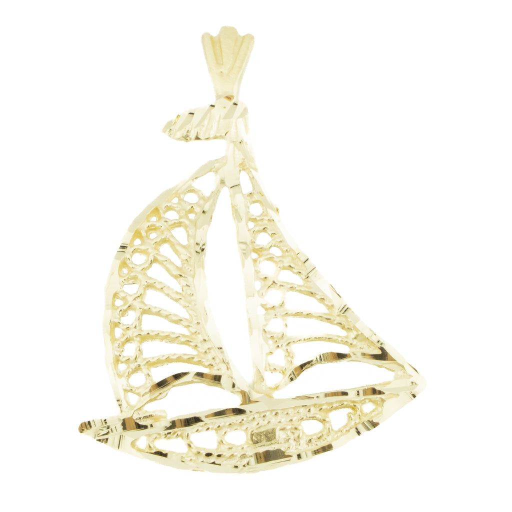 Gold Sailboat Pendant in 14K Yellow Gold - 1.6 Grams