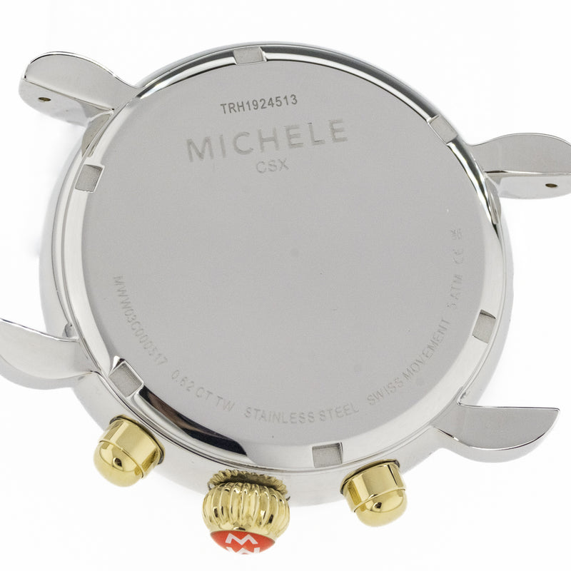 Michele CSX Chronograph Quartz Diamond Blue Mother of Pearl Dial Ladies Watch