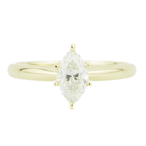 0.72ct Marquise G/SI2 Diamond Solitaire Engagement Ring in 14K Yellow Gold - Size 6.75