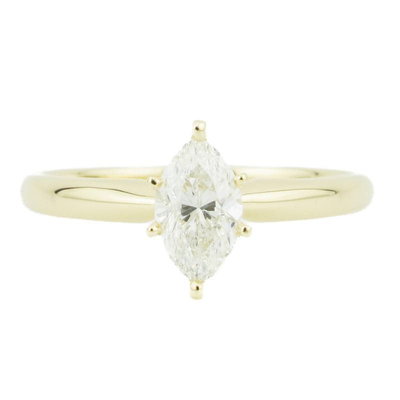 0.72ct Marquise G/SI2 Diamond Solitaire Engagement Ring in 14K Yellow Gold - Size 6.75