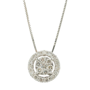 1.00ctw Diamond Closter Pendant on 18" Box Chain in 14K White Gold - 3 Grams