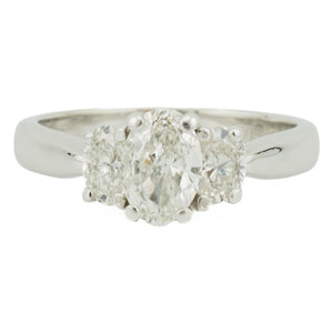 0.75ct Oval F/SI1 Diamond w/ 0.50ctw Accents Engagement Ring in 14K White Gold - Size 6.75