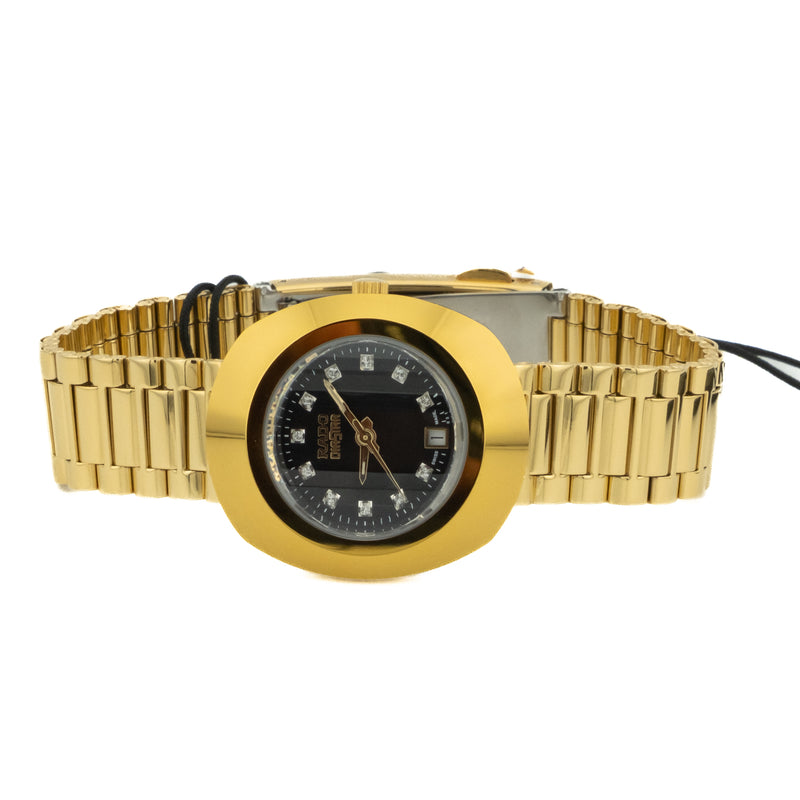Rado The Original Quartz Black Dial Ladies Watch R12306313 - Yellow Gold Tone