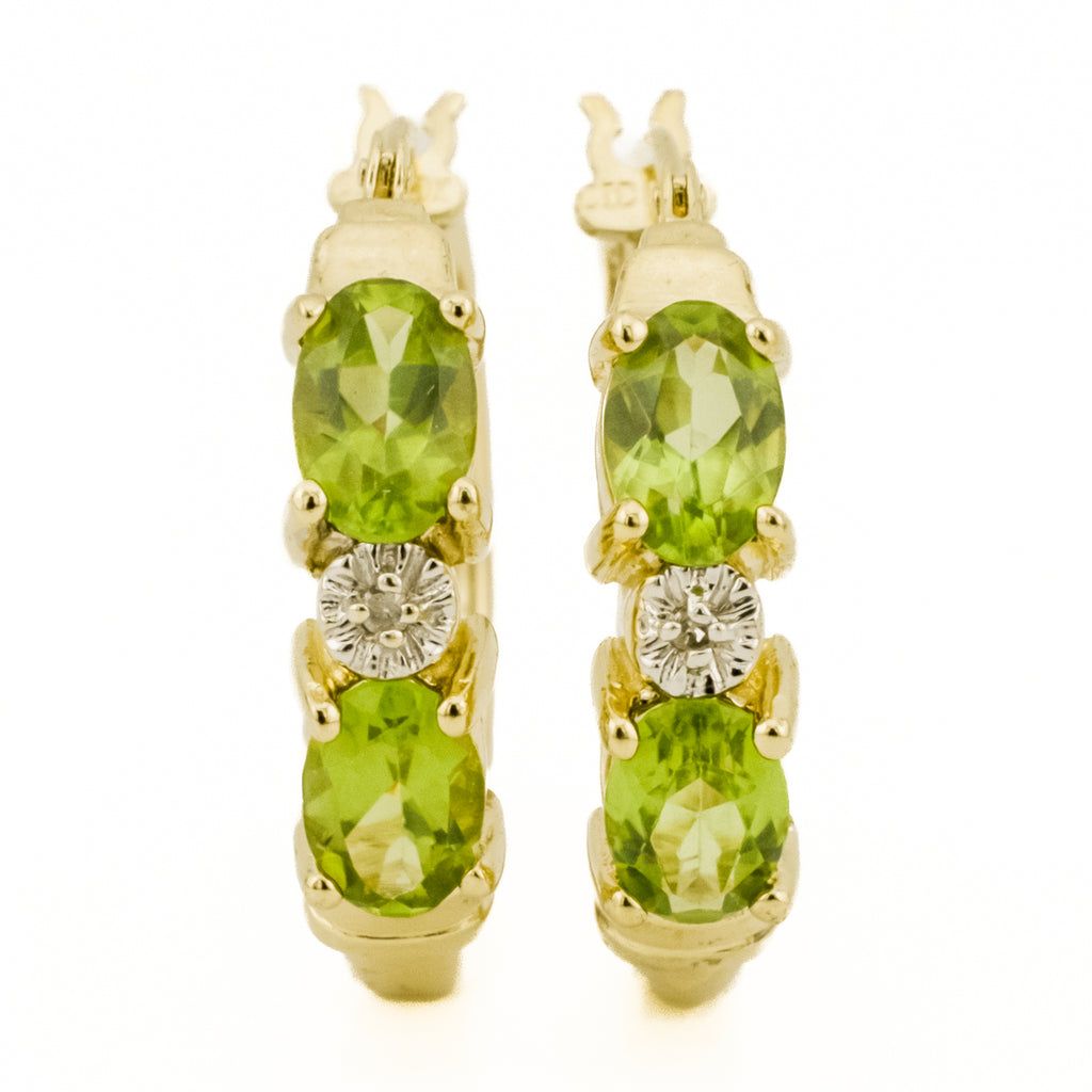 Peridot and Diamond Accented Earrings in 10K Yellow Gold