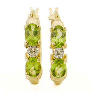 Peridot and Diamond Accented Earrings in 10K Yellow Gold