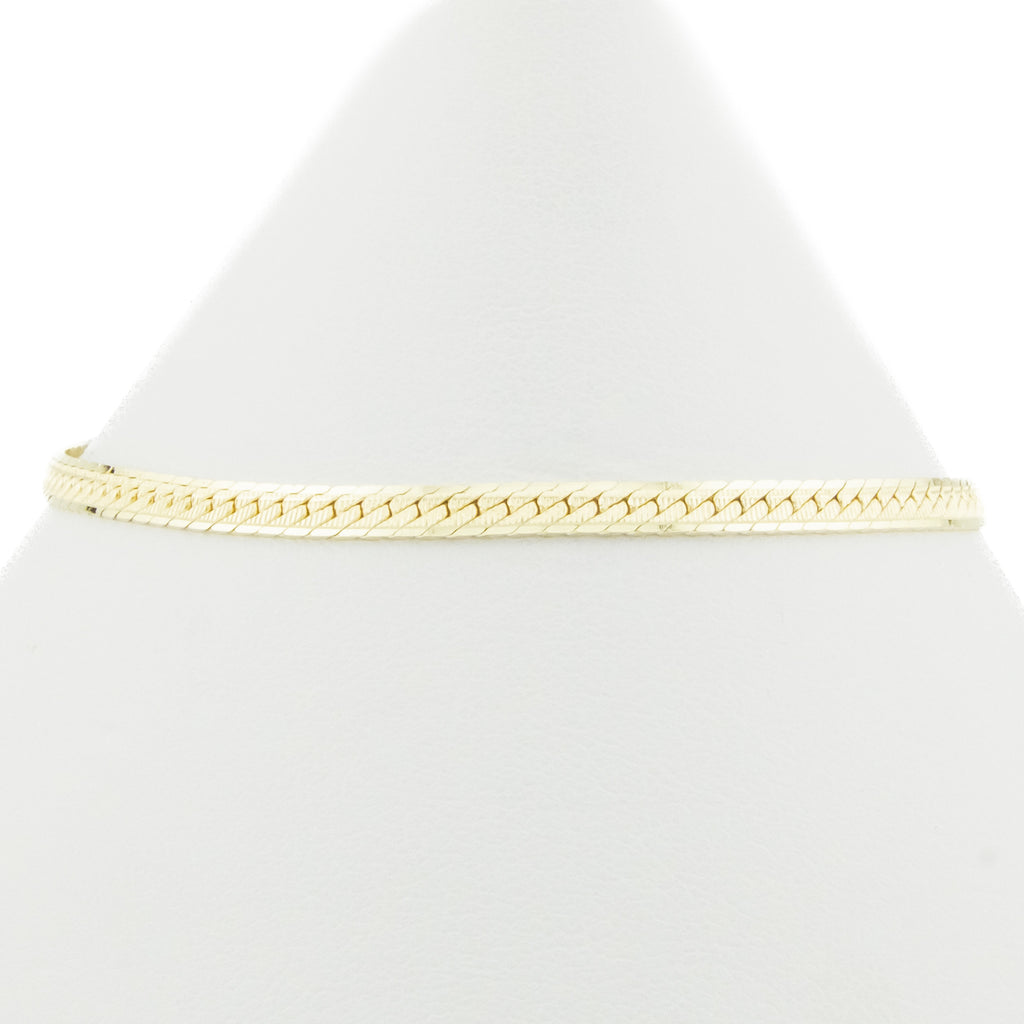 3mm Wide Herringbone 7" Bracelet in 14K Yellow Gold - 4 grams