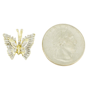0.45ctw Diamond Accented Butterfly Pendant in 14K Yellow Gold - Chain Not Included