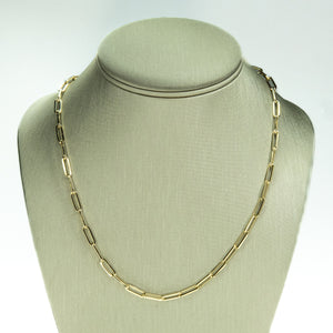 New 3.8mm Wide Oval Paperclip Link 18" Chain Necklace in 14K Yellow Gold