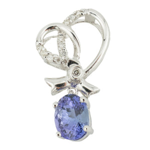 1.20ctw Oval Tanzanite with Diamond Accents Pendant in 14K White Gold - Chain Not Included