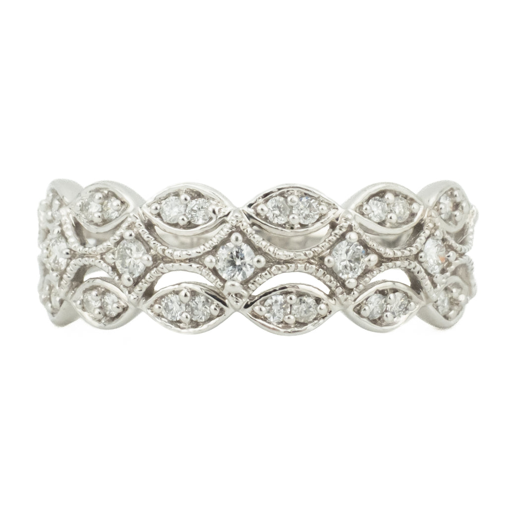 0.30ctw Diamond Accented Lady's Wedding Band in 10K White Gold - Size 6.5