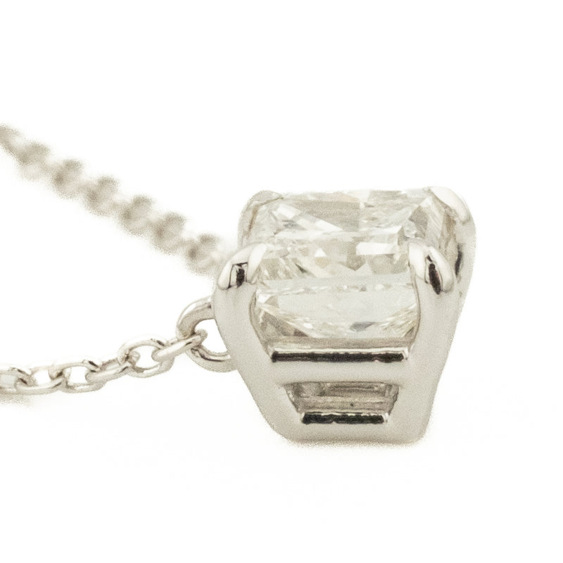 0.70ctw Princess Cut Diamond Solitaire 16" Necklace in 14K White Gold