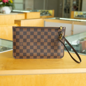 Louis Vuitton Neverfull MM Damier Ebene Pochette Wristlet