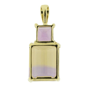 3.49ctw Ametrine and 0.84ctw Amethyst Gemstone Pendant in 14K Yellow Gold and 18" Chain in 10K Yellow Gold