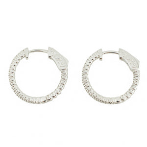 0.50ctw Diamond In and Out Hoop Earrings in 14K White Gold - 4.60 Grams