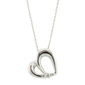 Hearts On Fire 0.20ctw Round Brilliant Diamond Solitaire Heart Pendant & 18" Chain in 18K White Gold